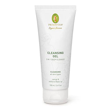 PRIMAVERA Cleansing Gel - 2 in 1 Deep Cleanse 100 ml - Naturkosmetik - Reinigungsgel, Gesichtsreinigung für jede Haut - entfernt Make-up effektiv, absorbiert überschüssigen Talk - vegan im Sale